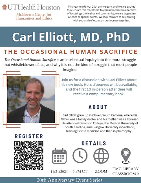 Carl Elliott, MD, PhD, presentation