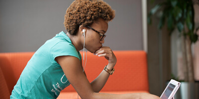 Student learning on laptop